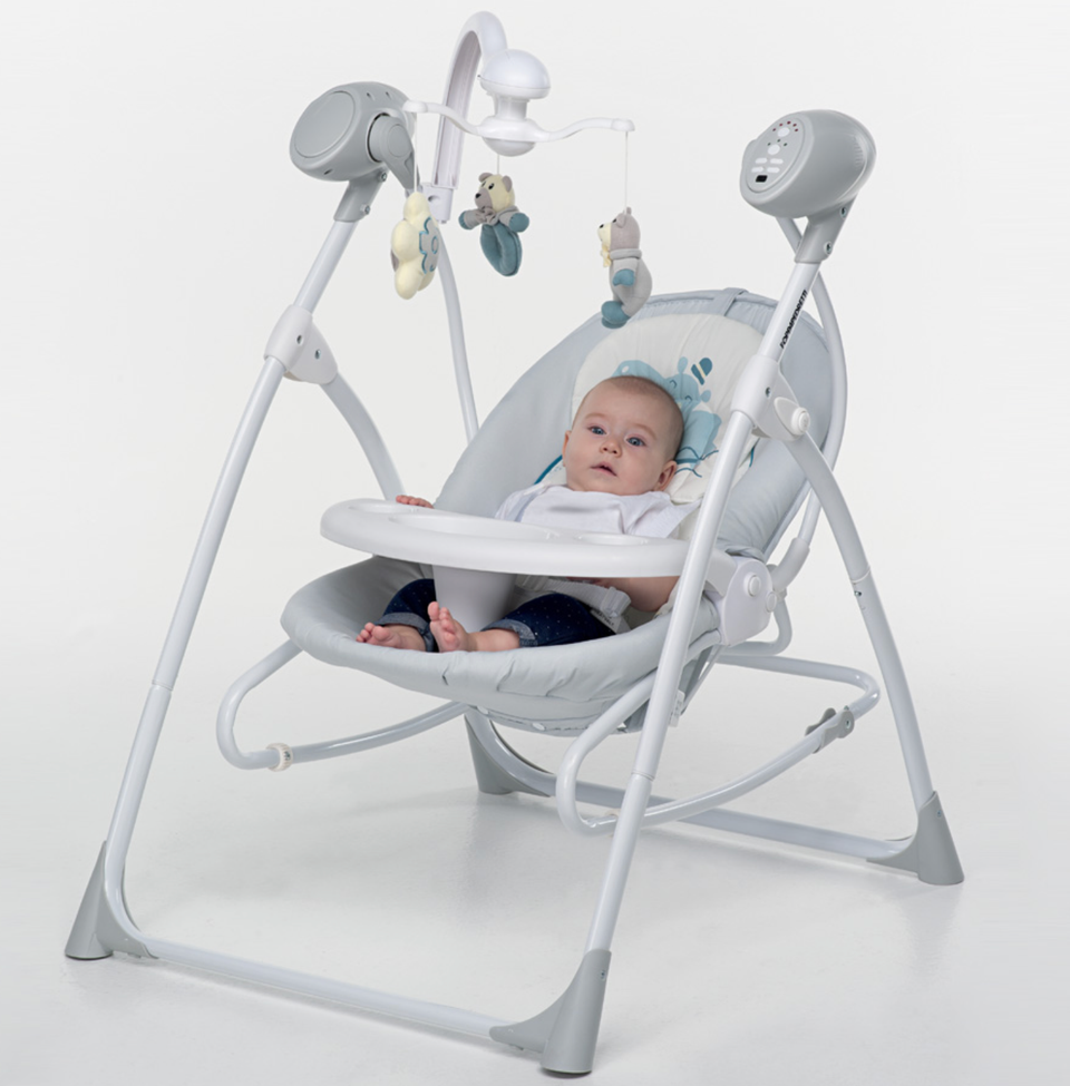 The Carillon by Foppaedretti is a multi-functional baby bouncer seat /musical baby roc devking chair with a remote control motionice and a range of melodies and toys.