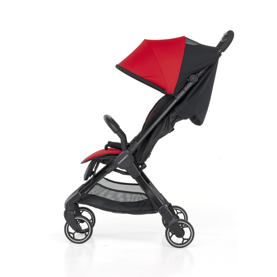 The new lightweight and compact Ciao stroller by Foppapedretti - Cherry Colour. Fold-up in a one sec.